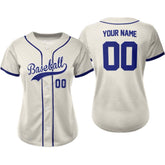 Cream Custom Classic Full Button Baseball Jersey for Women